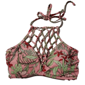 Rue Bleu Pink Lattice Bikini Top Sz S